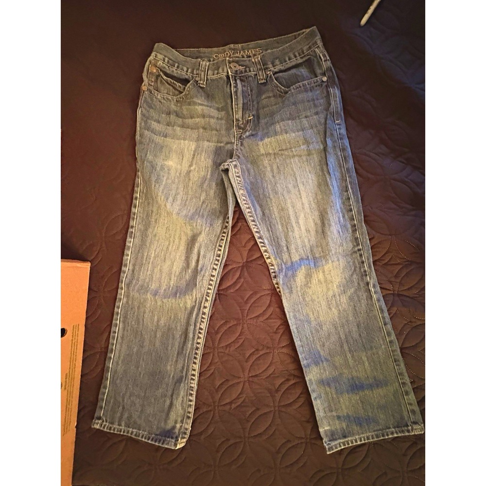 Cody James Mens Blue Medium Wash Denim Jeans Straight Fit Mid Rise Cotton